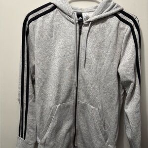 Adidas Men's Heather Gray Zip-Up Sweater with Black Accents